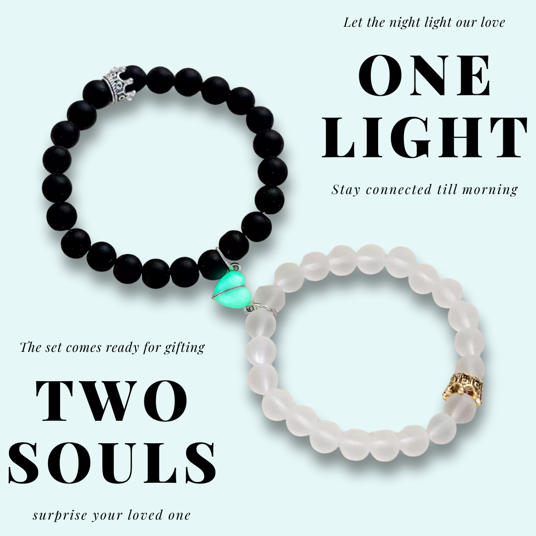 Magnetic Couples Bracelets Glow in the Dark Matching Set🩵
